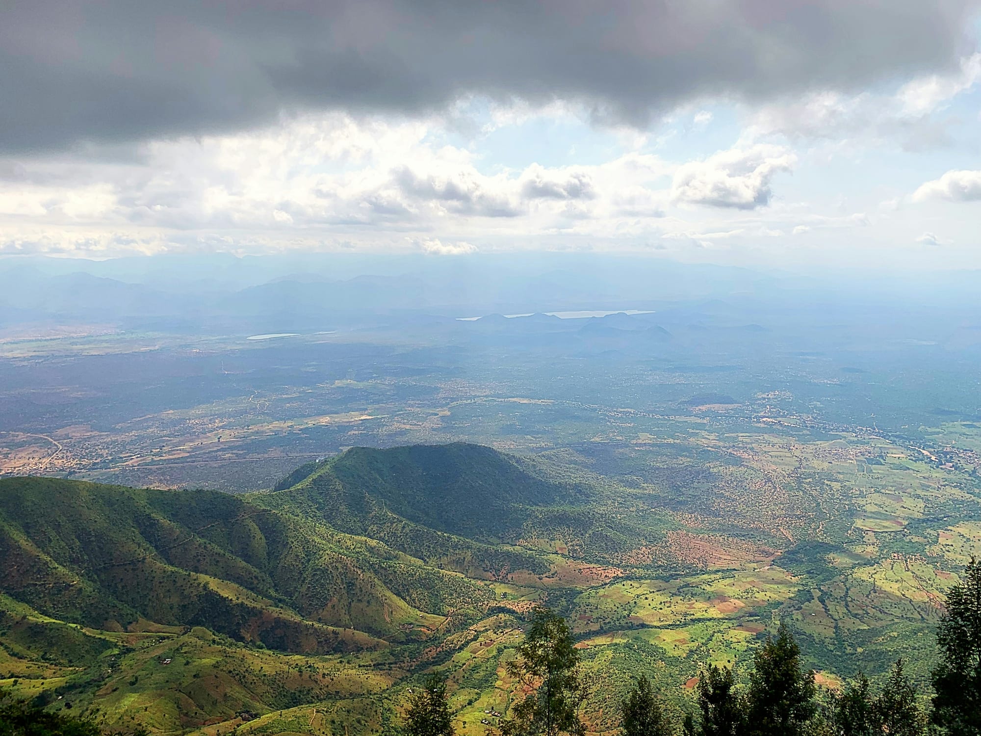 View from the Usambara escarpment over farmland and the plains below