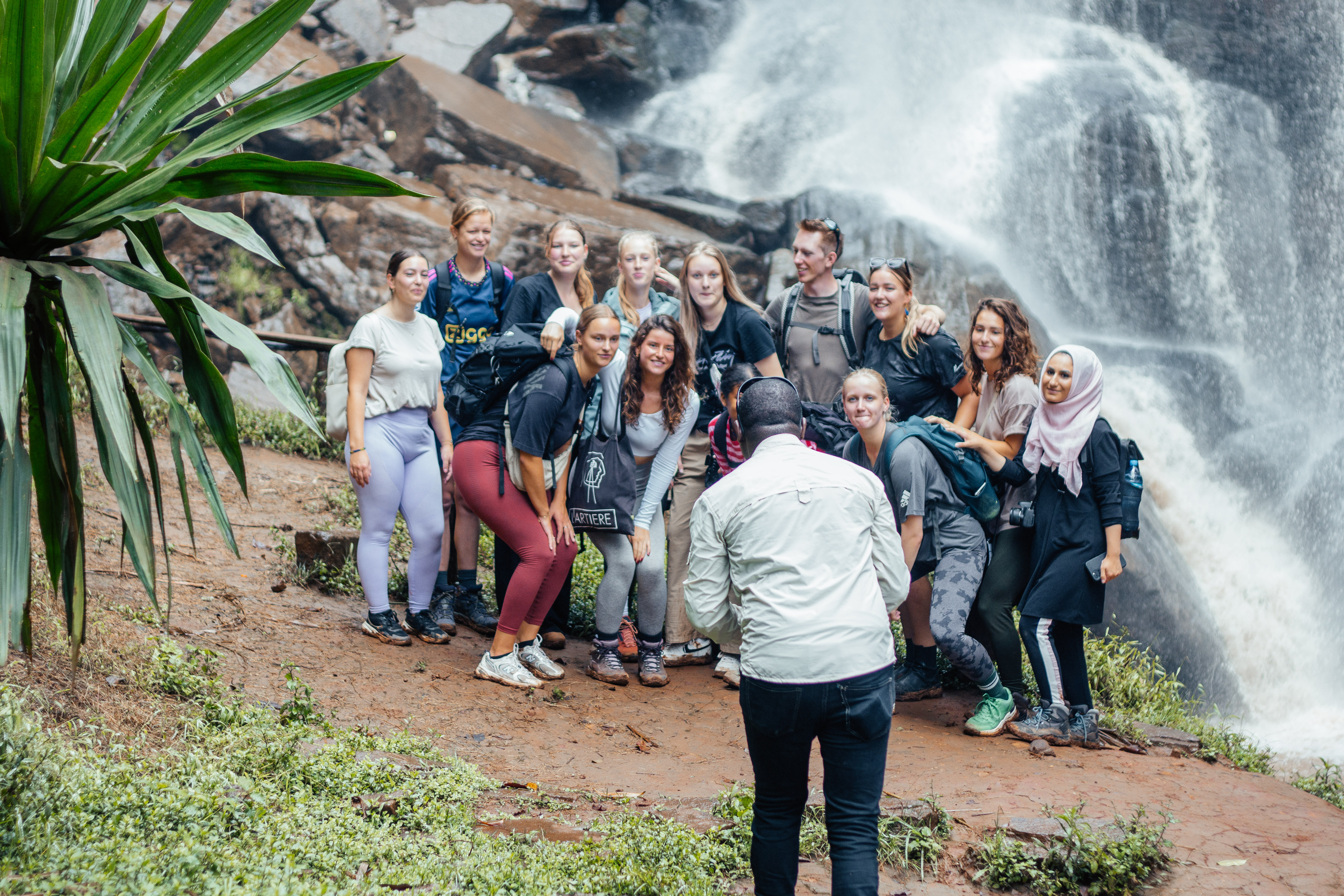 Tourists at Usambara waterfall
